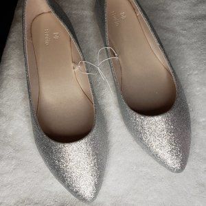 David's Bridal Allover Glitter Pointed Toe Flats